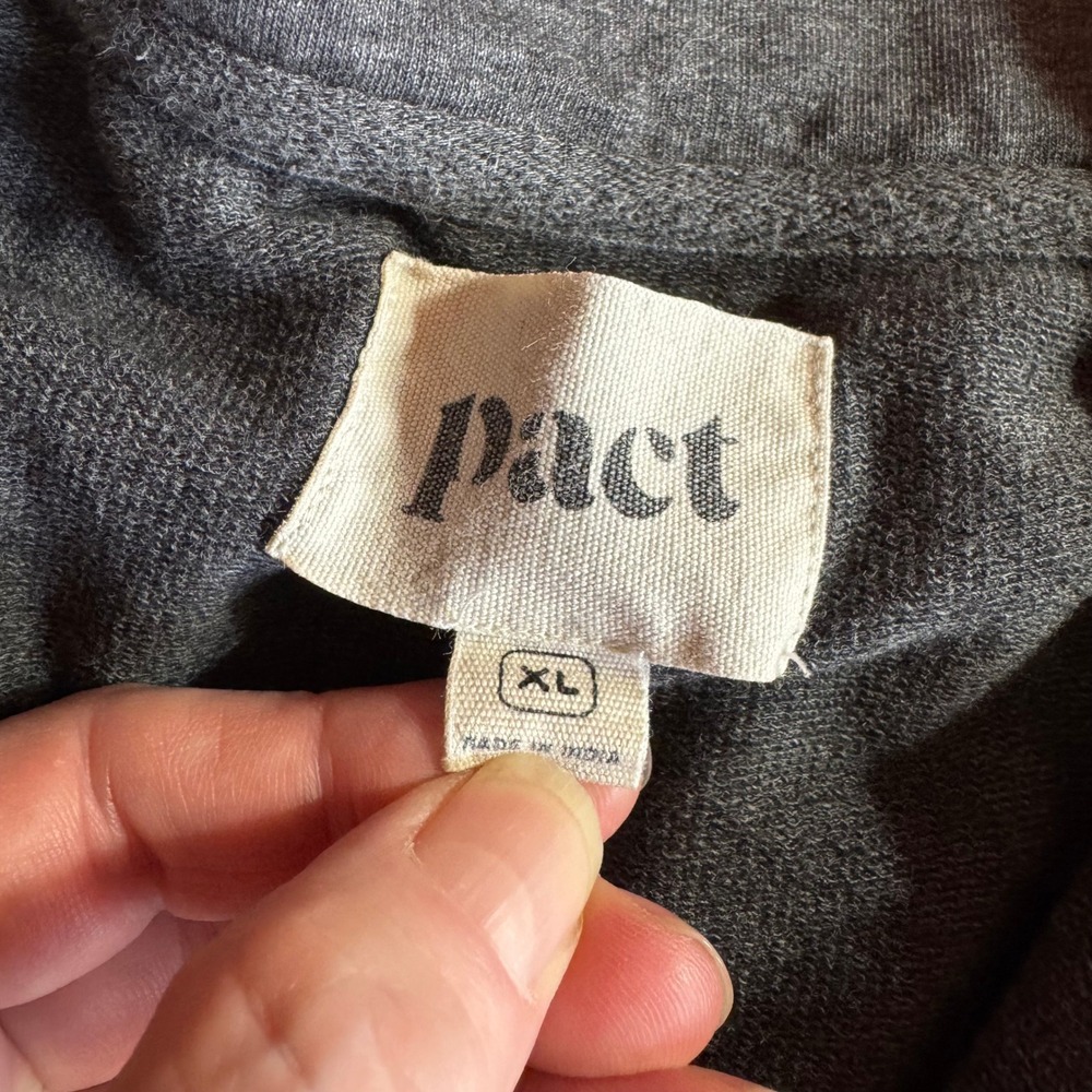 Pact Mens Organic Cotton Quarter Zip Pullover Charcoal Gray Heather XL - Picture 5 of 9